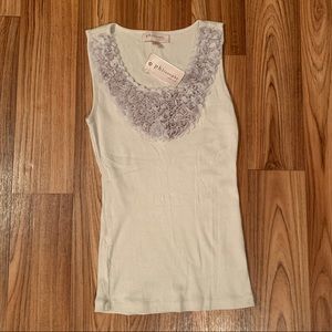 Philosophy XS 100% Cotton Tank Top W Rose Pedals